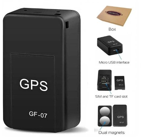 Compact GF-07 GPS Tracker by Zalviro - Features Micro USB Interface and Built-in Powerful Magnets for Car Security.