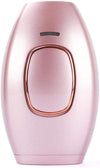 Symmetrical Centered Front View of Metallic Rose Gold IPL Laser Epilator Device Highlighting Large Ergonomic Activation Button