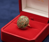 Luxury Cocktail Dome Ring Nestled Elegantly Inside a Premium Red Velvet Gift Presentation Box With Satin Lining